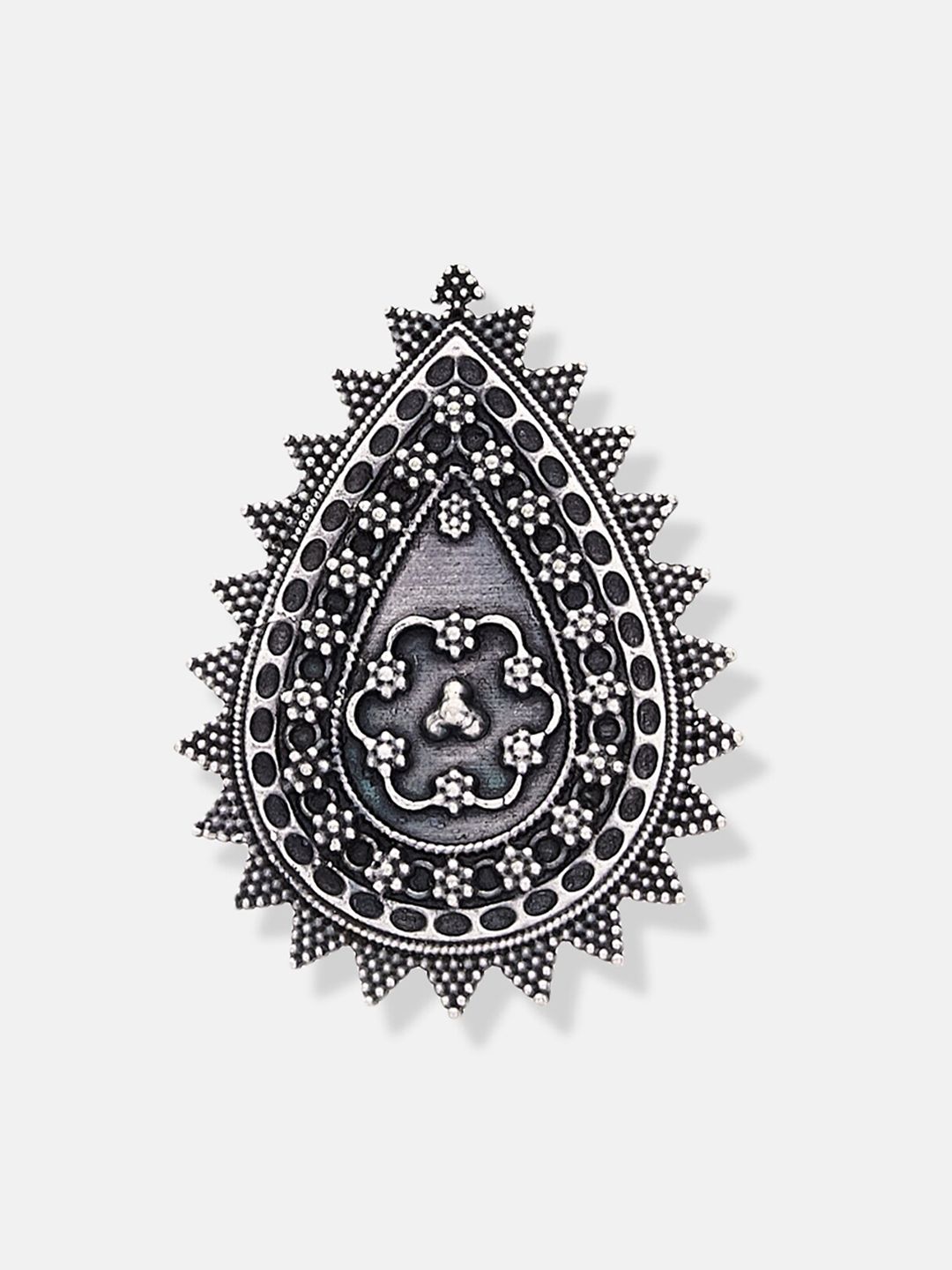 ATIBELLE Set of 3 Silver-Plated Stone-Studded Adjustable Finger Rings