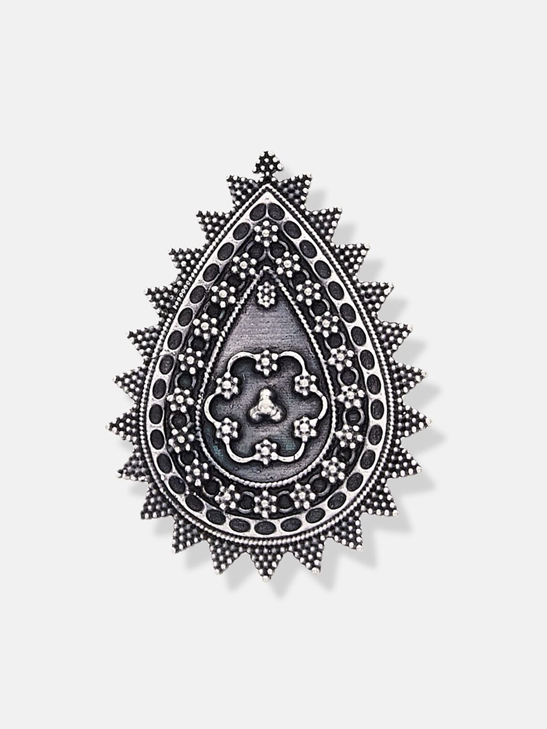 ATIBELLE Set Of 2 Silver-Plated & Stone-Studded Adjustable Finger Ring