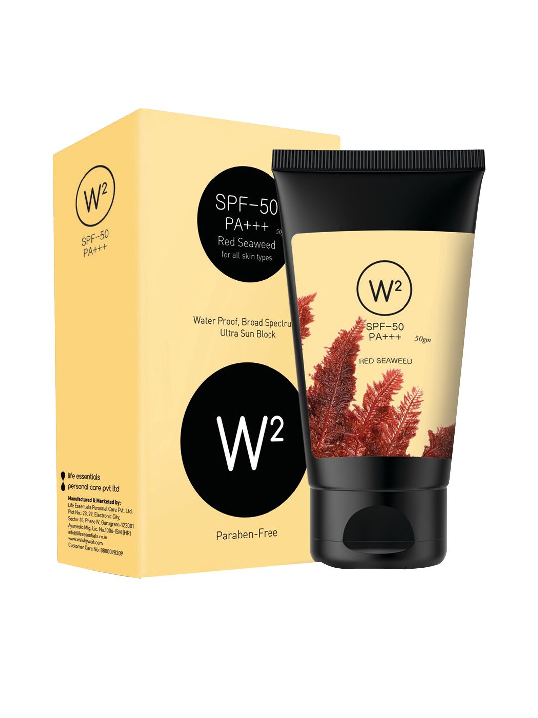 W2 Why Wait Red Seaweed Sunscreen SPF-50 PA+++ Cream - 50gm-image-22