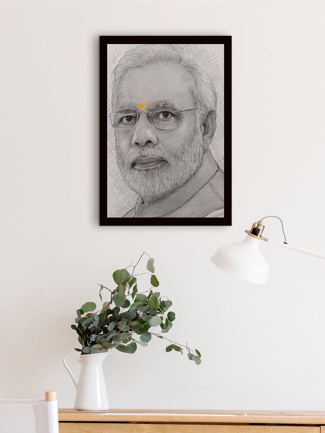 Gallery99 Grey & White Narendra Modi Painting Wall Art-picture-20