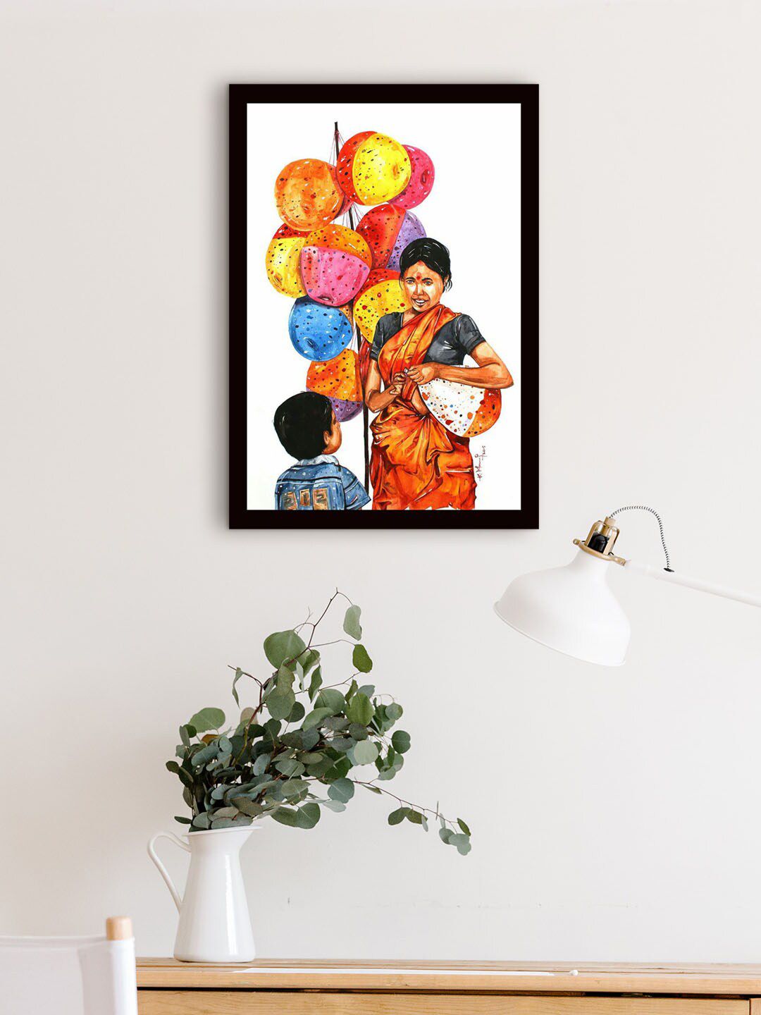 Gallery99 Orange & White Ballon Seller Painting Wall Art-picture-37