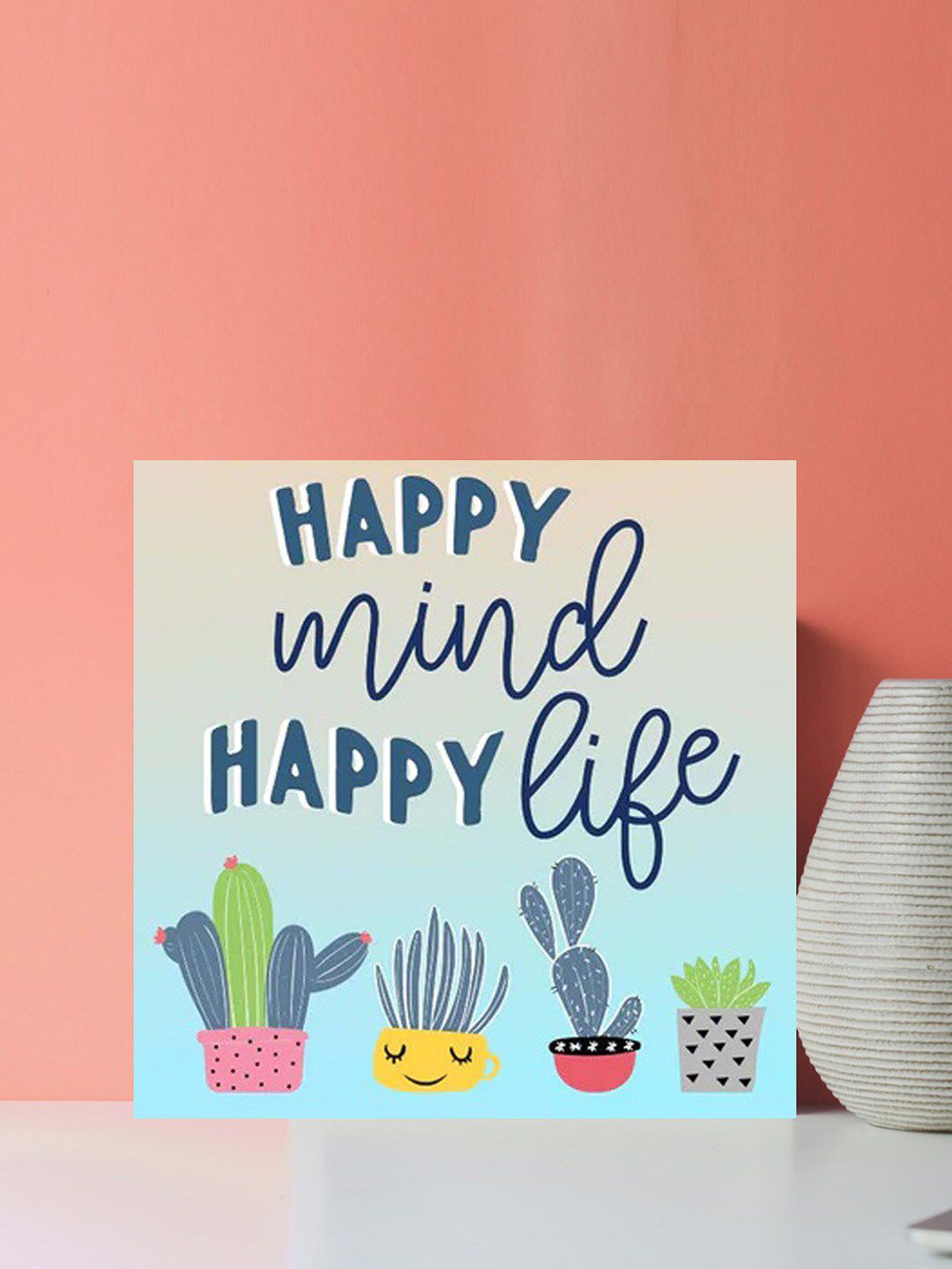 Gallery99 Blue & Blue Happy Mind Happy Life Motivational Quotes Printed Wall Art-picture-39