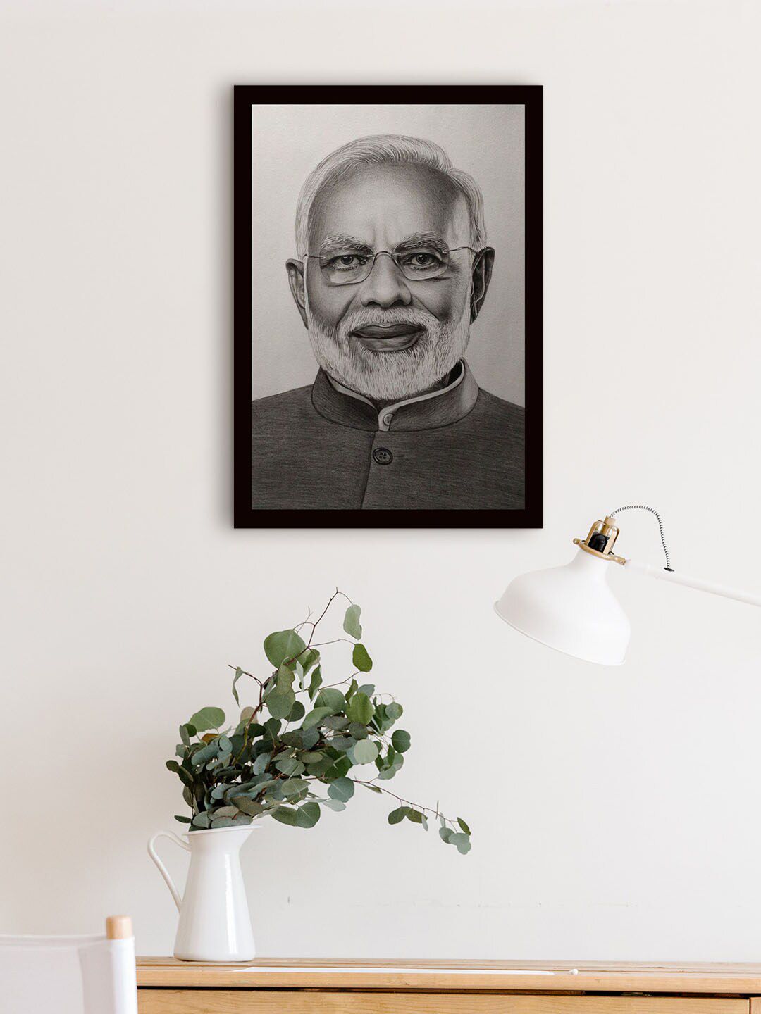 Gallery99 Grey & Black Narendra Modi Printed Texture Wall Art-picture-19