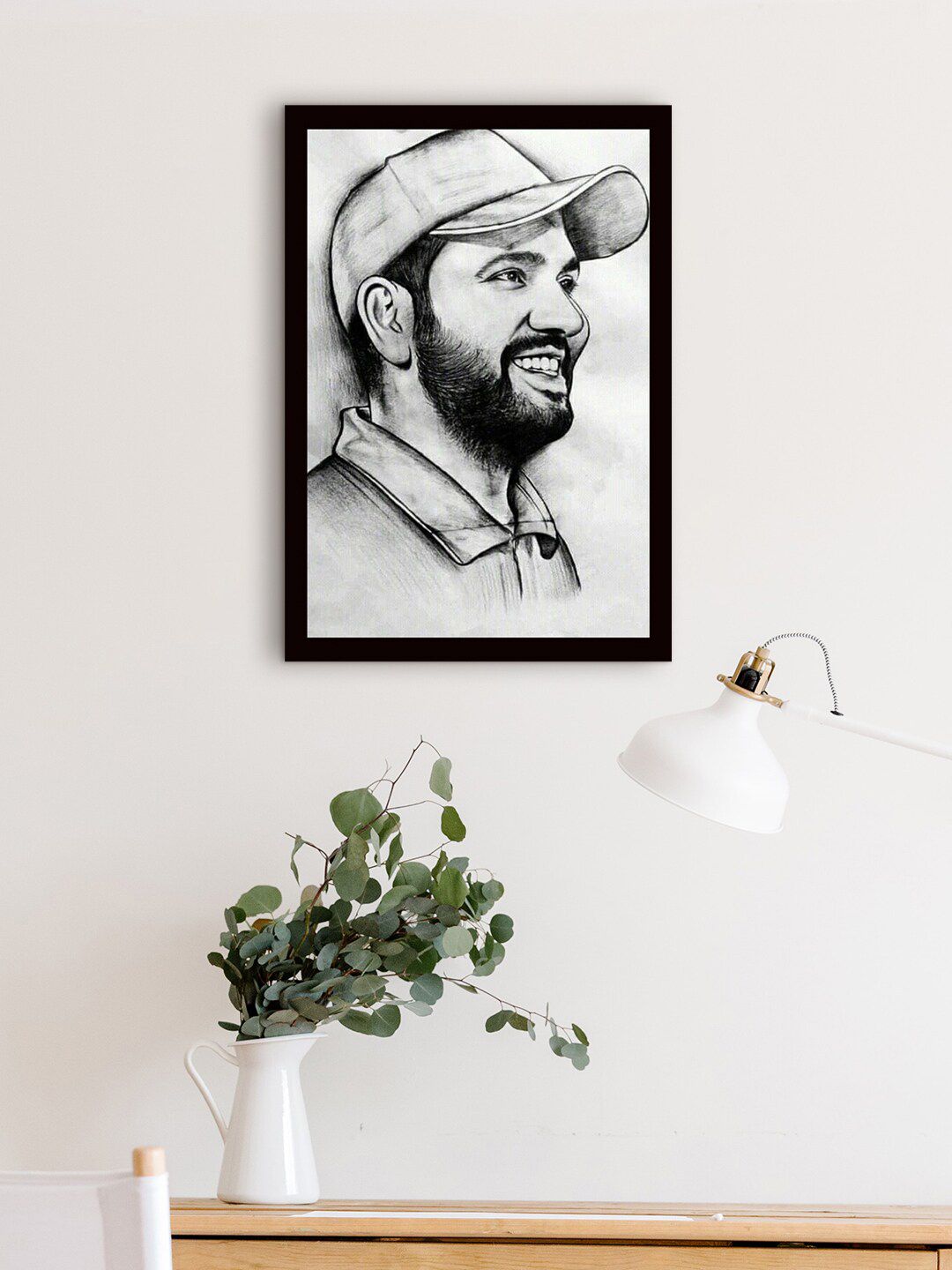 Gallery99 Grey & Black Rohit Sharma Painting Wall Art-picture-21