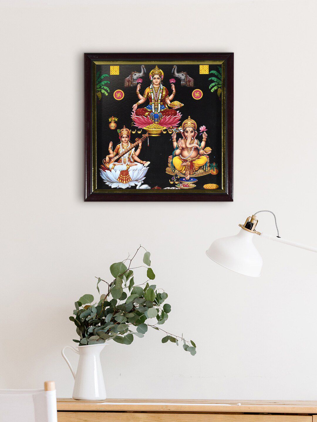 Gallery99 Black & Pink Laxmi Ganesh & Saraswati Texture Paper Wall Art-picture-16