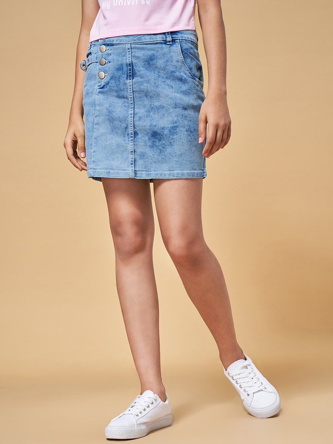 Coolsters by Pantaloons Girls Washed A-Line Denim Cotton Mini Skirt-picture-53