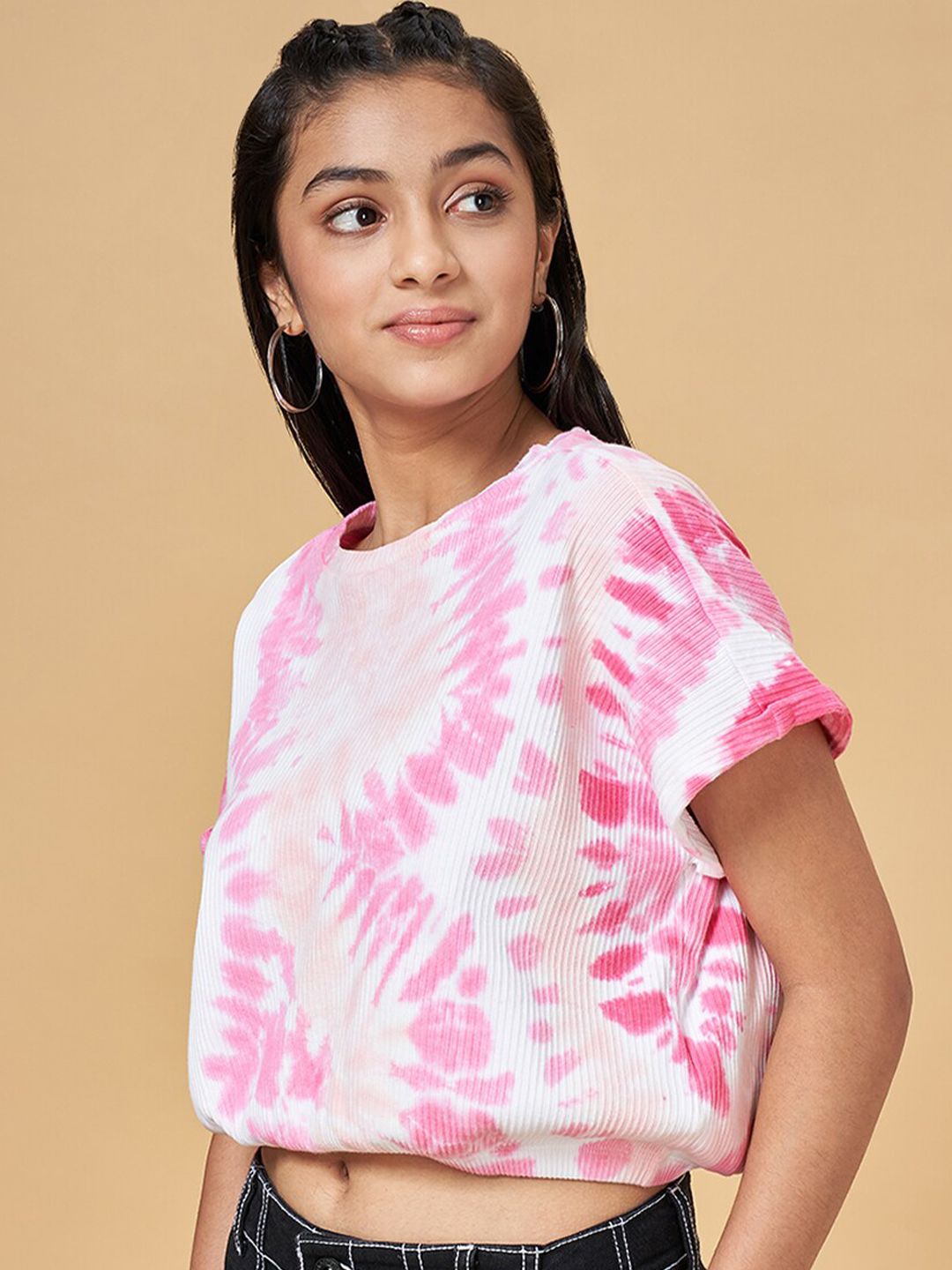 Coolsters by Pantaloons Girls Tie & Dyed Cotton Crop T-Shirt-picture-46