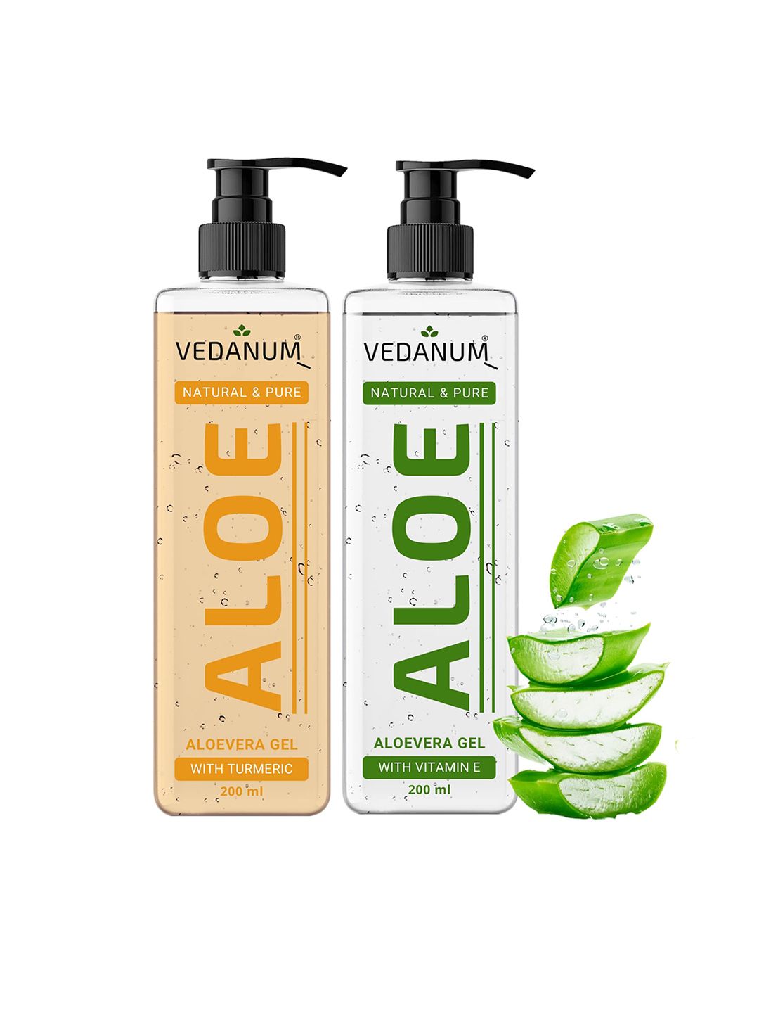VEDANUM Set Of 2 Aloe Natural Aloe Vera Gel with Vitamin E & Turmeric - 200ml Each-image-11
