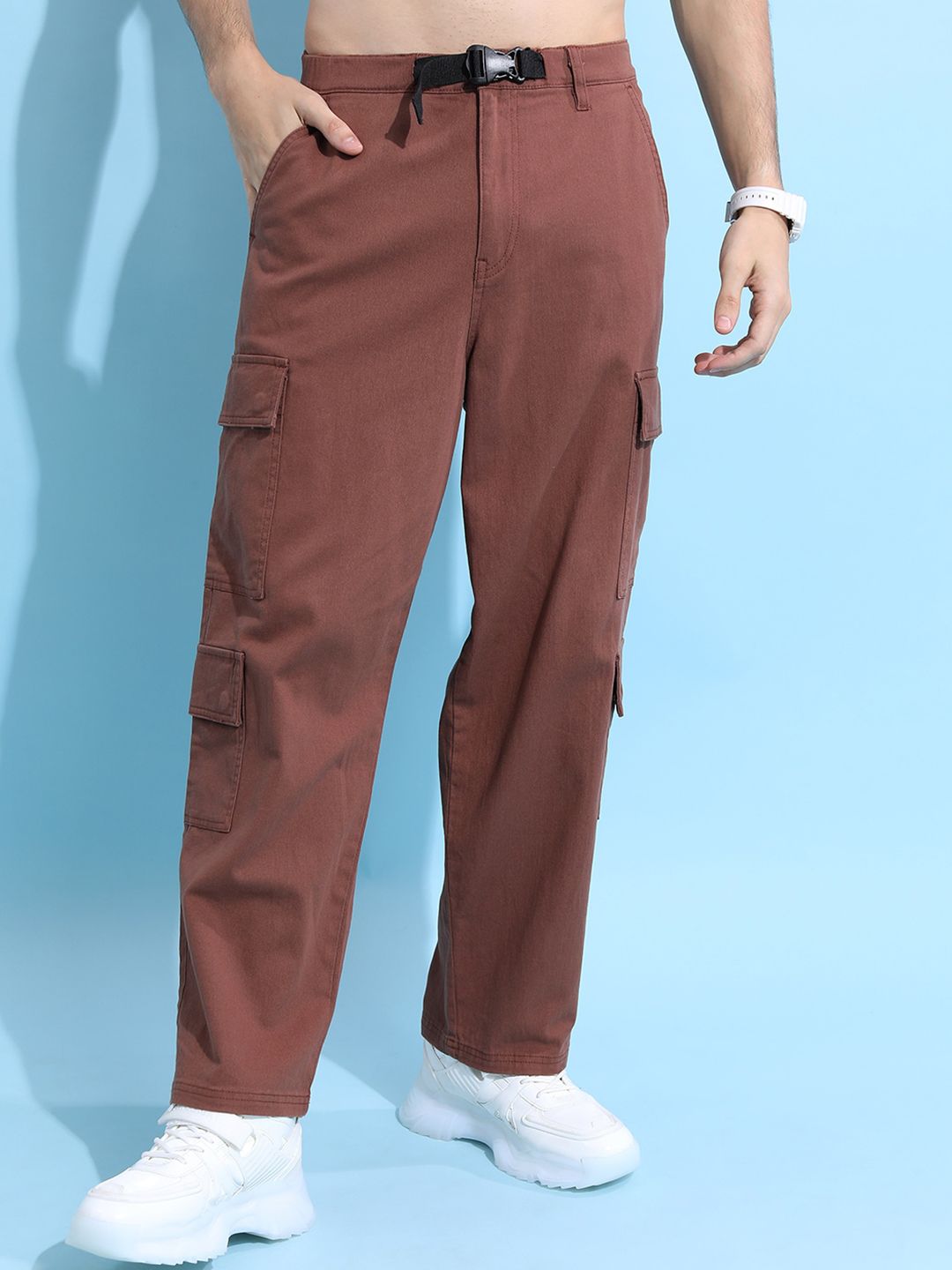Super High Waisted Belted Cargo Ankle Pant