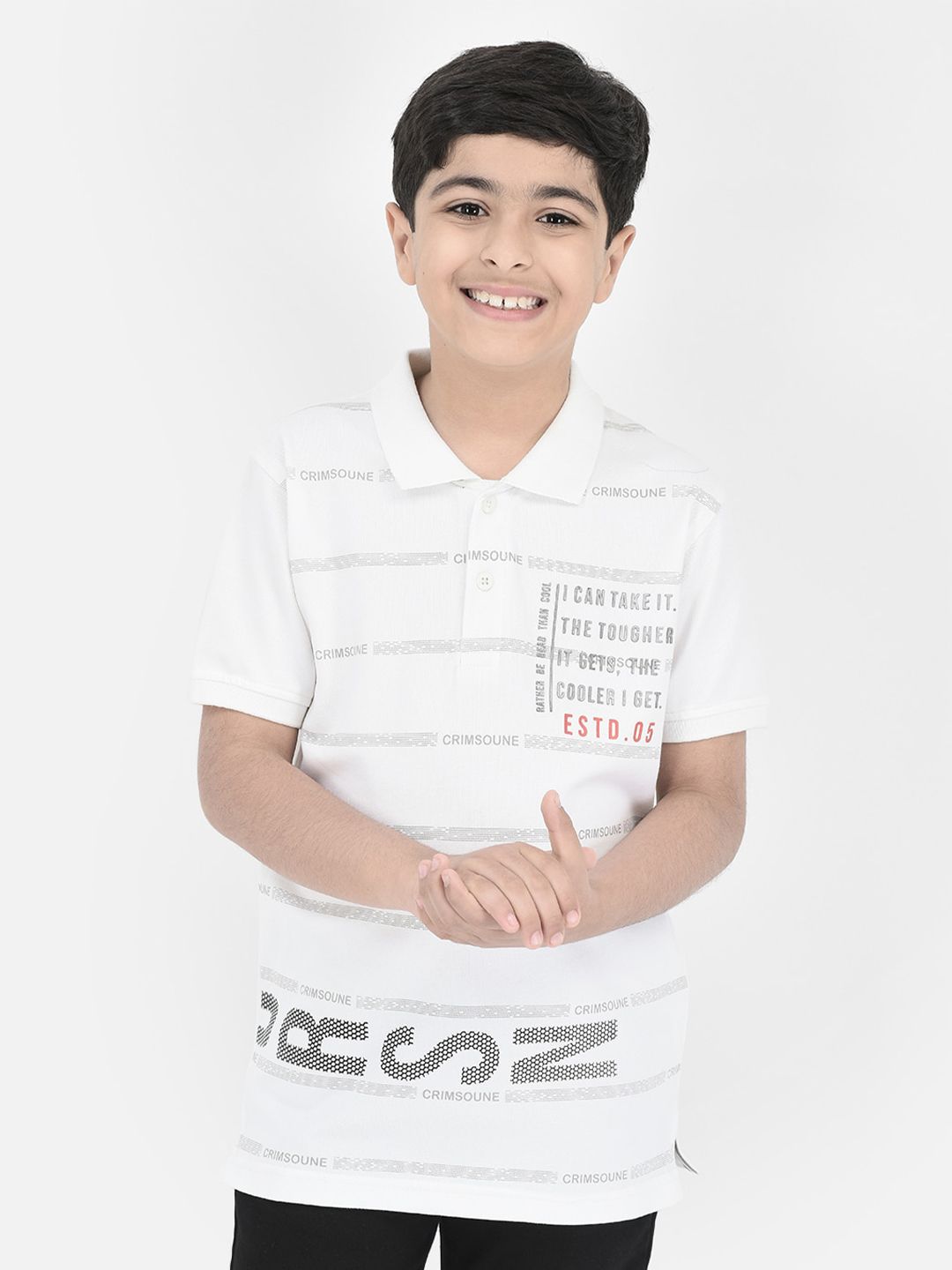 Crimsoune Club Boys Typography Printed Polo Collar T-Shirt-picture-38