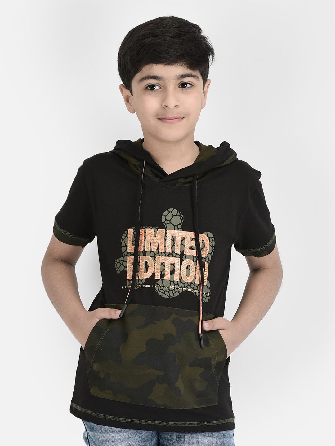 Crimsoune Club Boys Typography Printed Hooded T-Shirt-picture-18