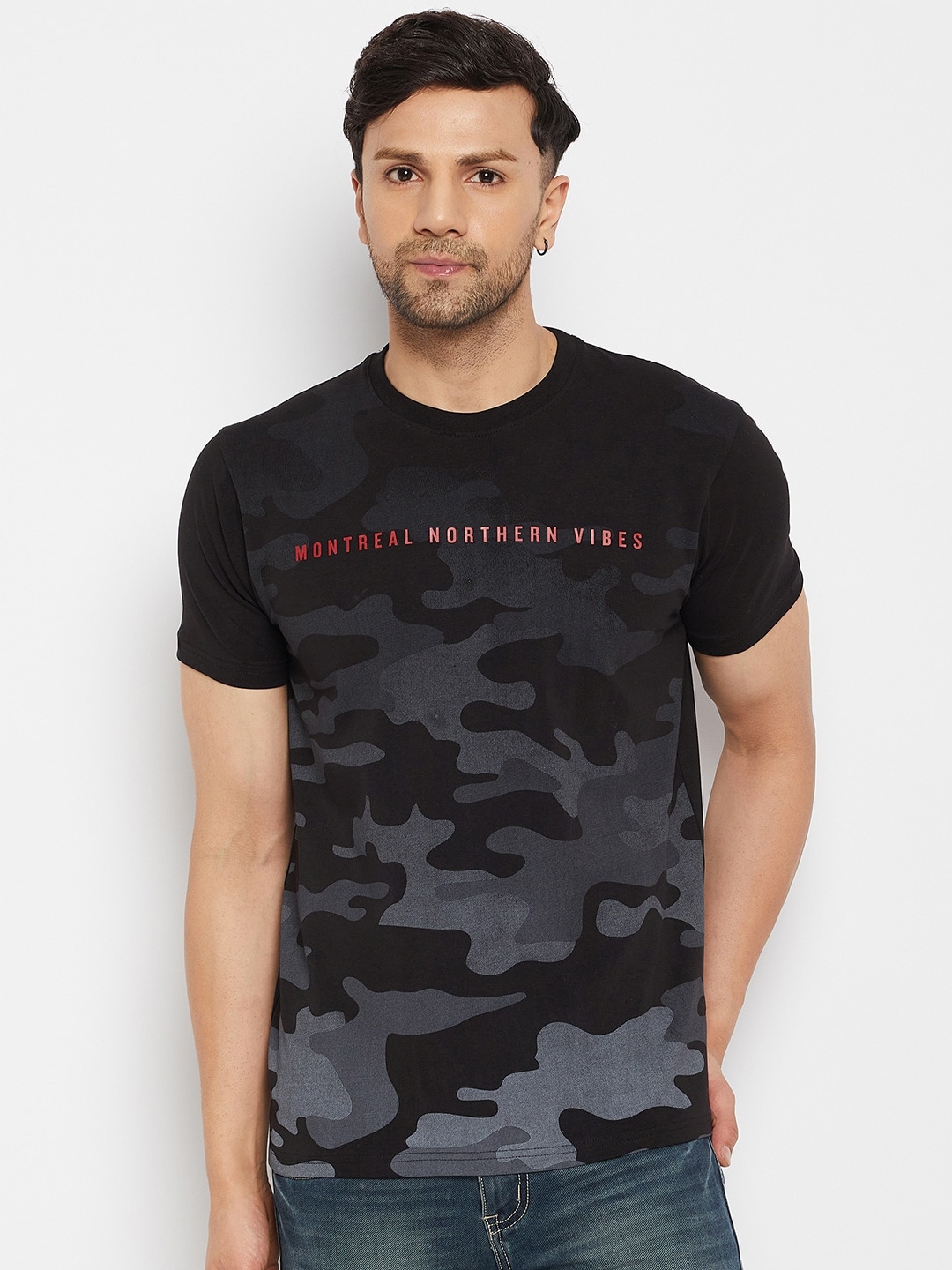 98 Degree North Camouflage Printed Cotton T-shirt