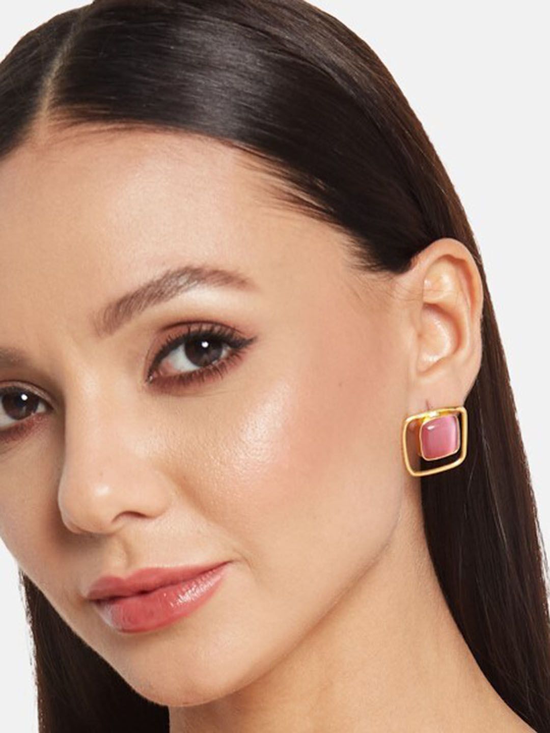 ATIBELLE Gold-Plated Square Shaped Studs Earrings
