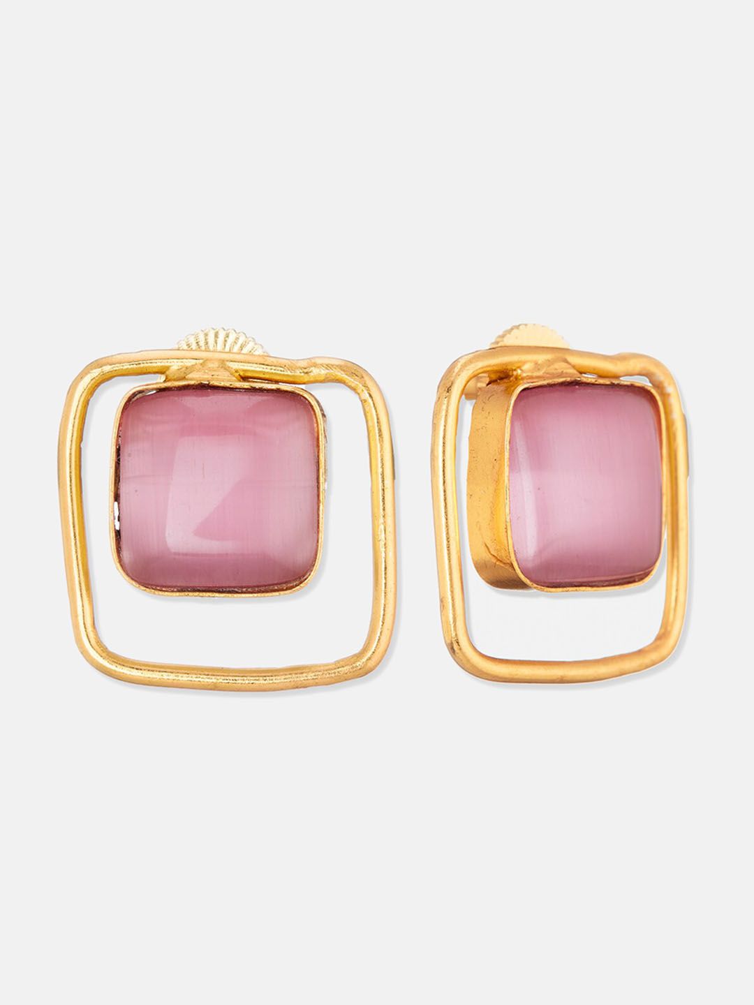 ATIBELLE Gold-Plated Square Shaped Studs Earrings