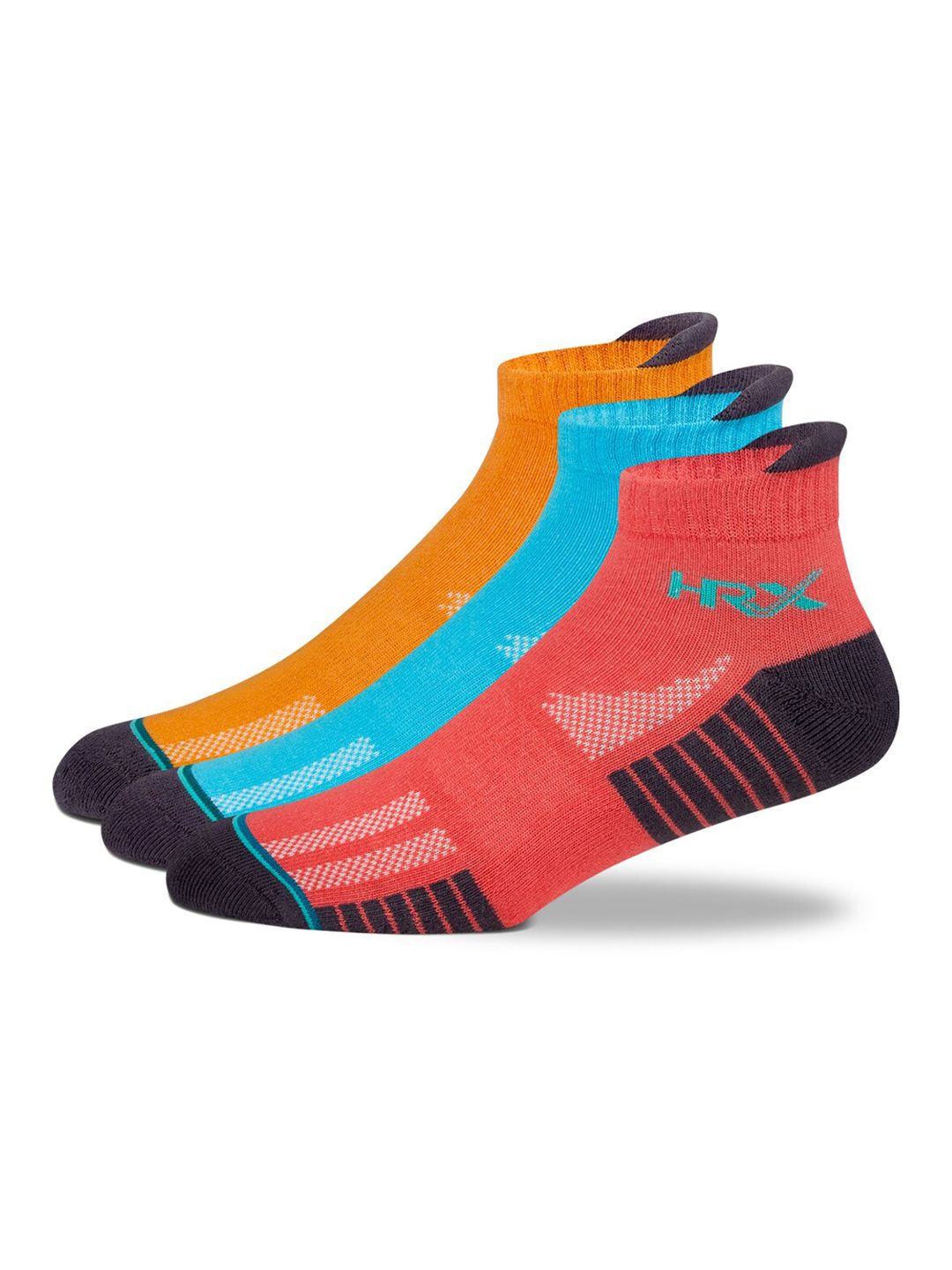 HRX by Hrithik Roshan Men Pack of 3 Yellow And Blue Patterned Ankle Length Sports Socks-picture-15