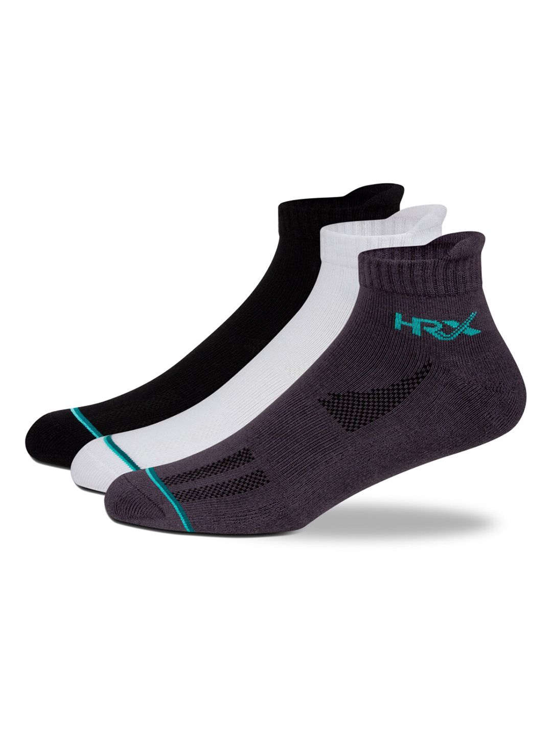 HRX by Hrithik Roshan Men Pack of 3 Black And White Ankle Length Sports Socks-picture-49