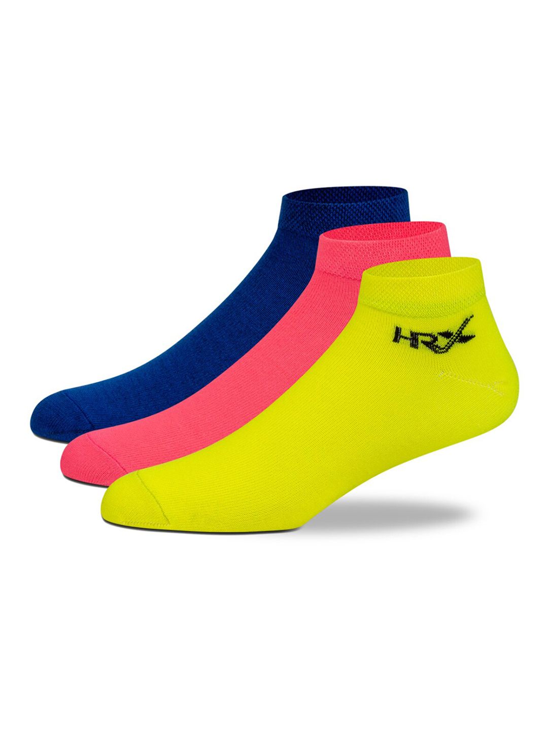 HRX by Hrithik Roshan Women Pack of 3 Navy Blue And Yellow Ankle Length Sports Socks-picture-50