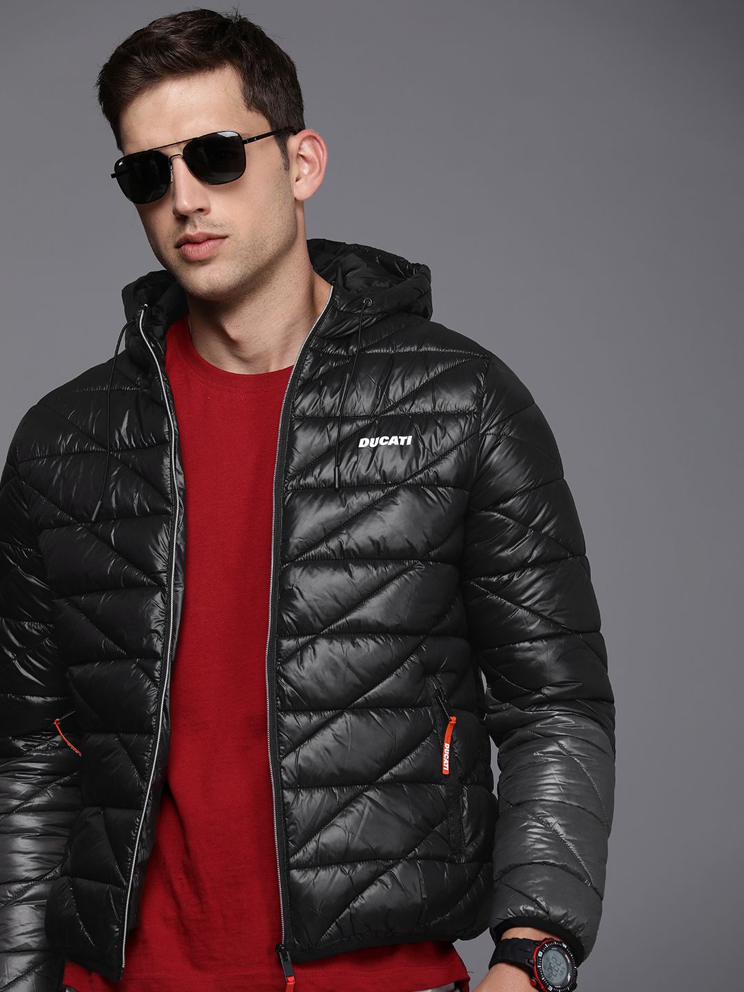 Ducati Solid Long Sleeves Hooded Puffer Jacket