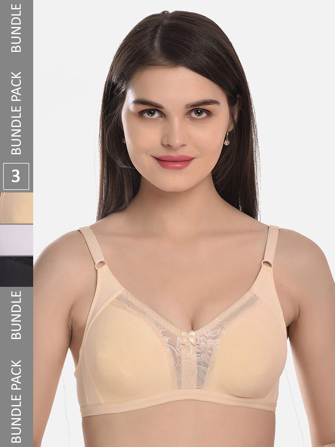 StyFun Pack Of 3 Full Coverage Dry-Fit All Day Comfort Seamless Everyday Bras
