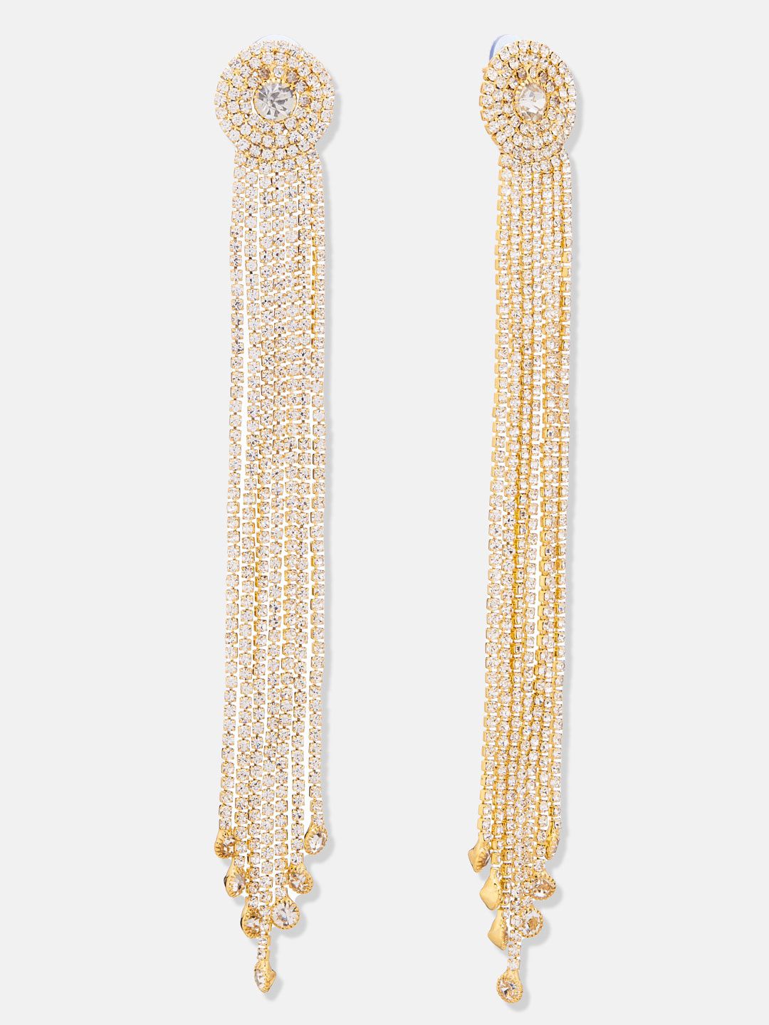 ATIBELLE Gold-Plated Contemporary Cubic Zirconia Drop Earrings