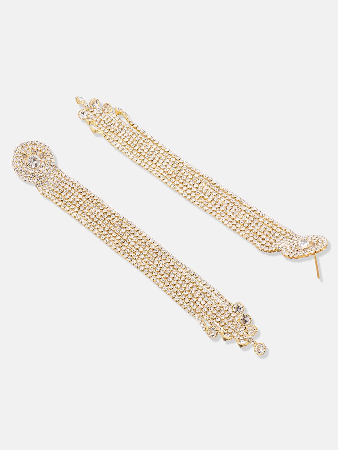 ATIBELLE Gold-Plated Contemporary Cubic Zirconia Drop Earrings