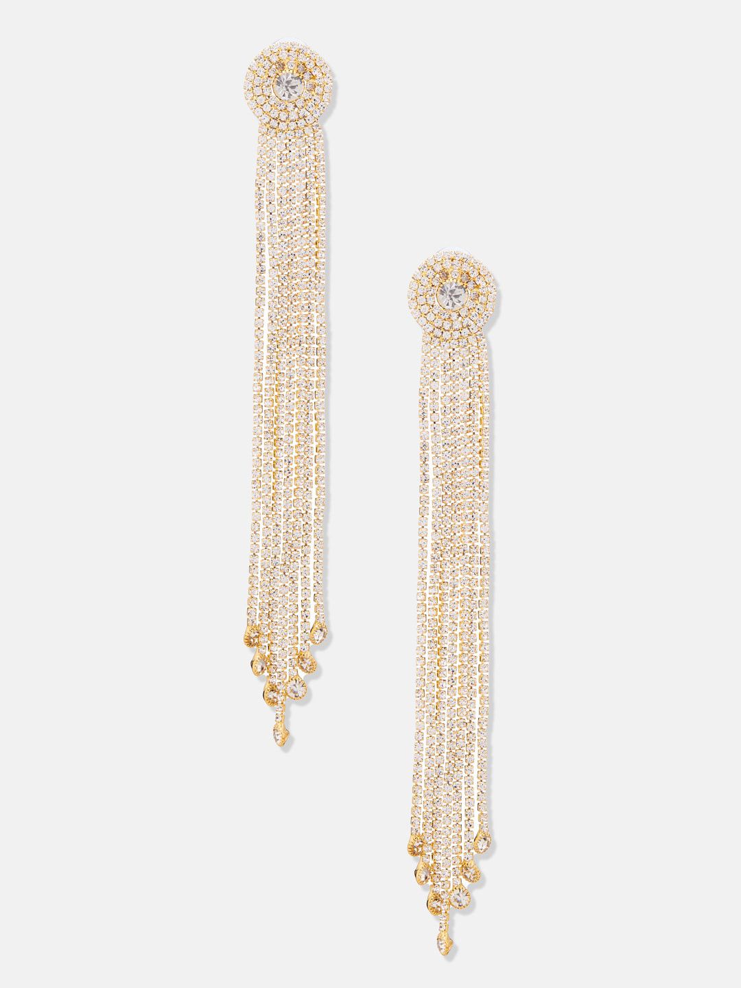 ATIBELLE Gold-Plated Contemporary Cubic Zirconia Drop Earrings