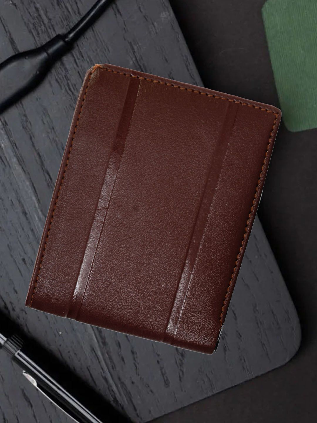 Mast & Harbour Brown Striped Two Fold Wallet-image-8