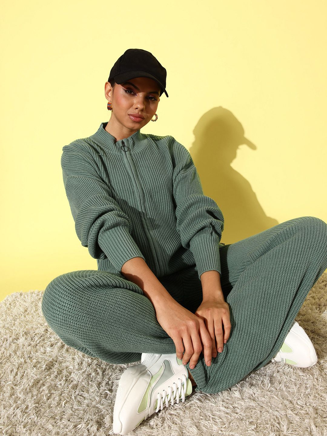 The Roadster Life Co. Women Knitted Cardigan & Trousers Co-Ords Set