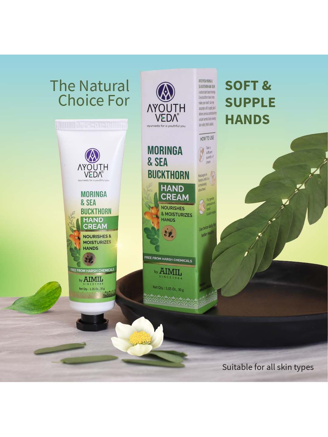 AYOUTHVEDA Nourishing & Moisturizing Moringa & Sea Buckthorn Hand Cream - 30g-image-37
