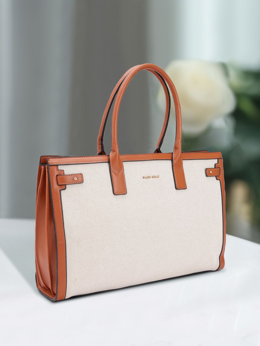 Allen Solly Colourblocked PU Oversized Structured Laptop Shoulder Bag