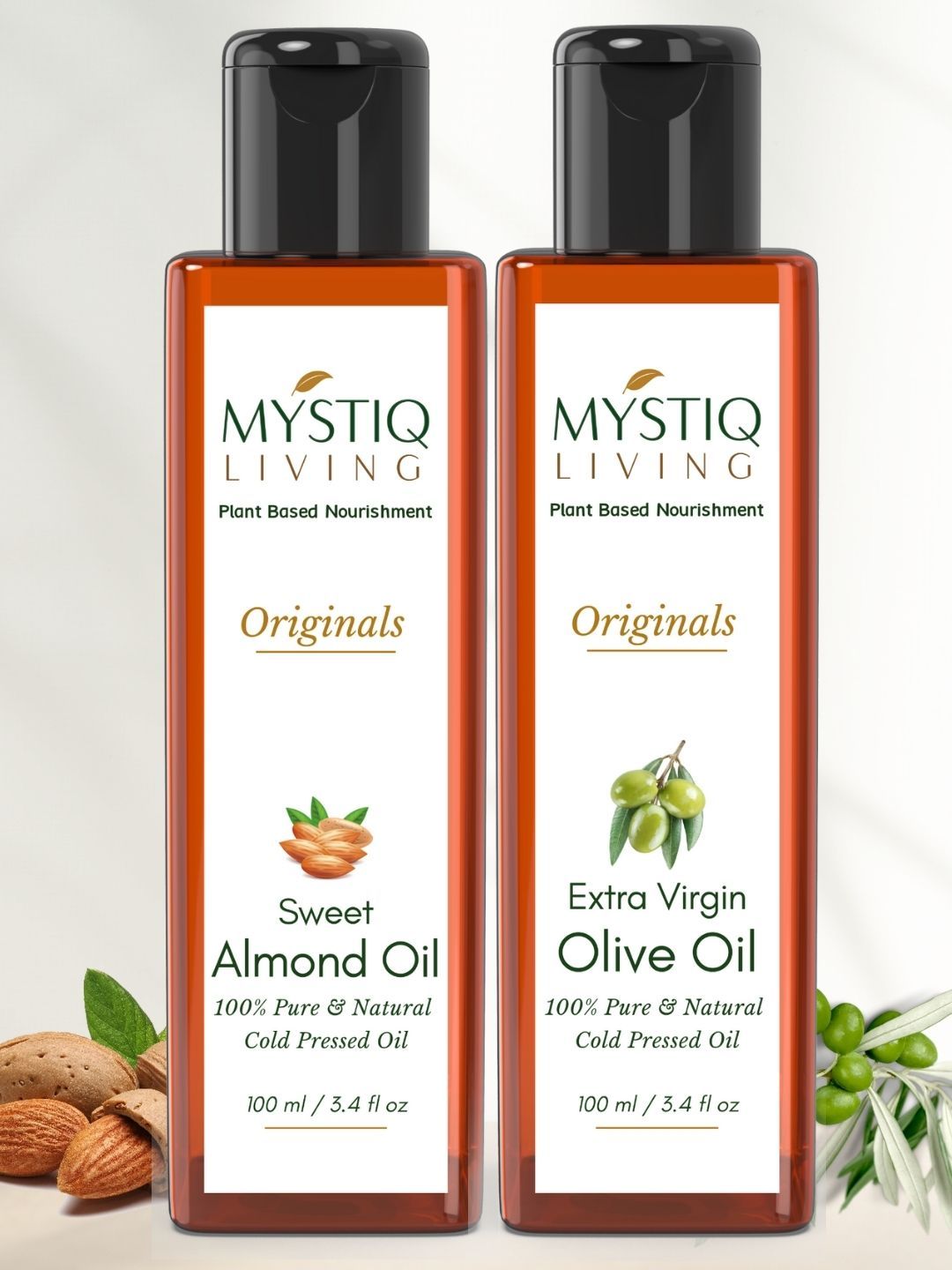 MYSTIQ LIVING 100% Pure Cold-Pressed Olive & Almond Hair & Skin Care Oil - 100ml Each-image-36