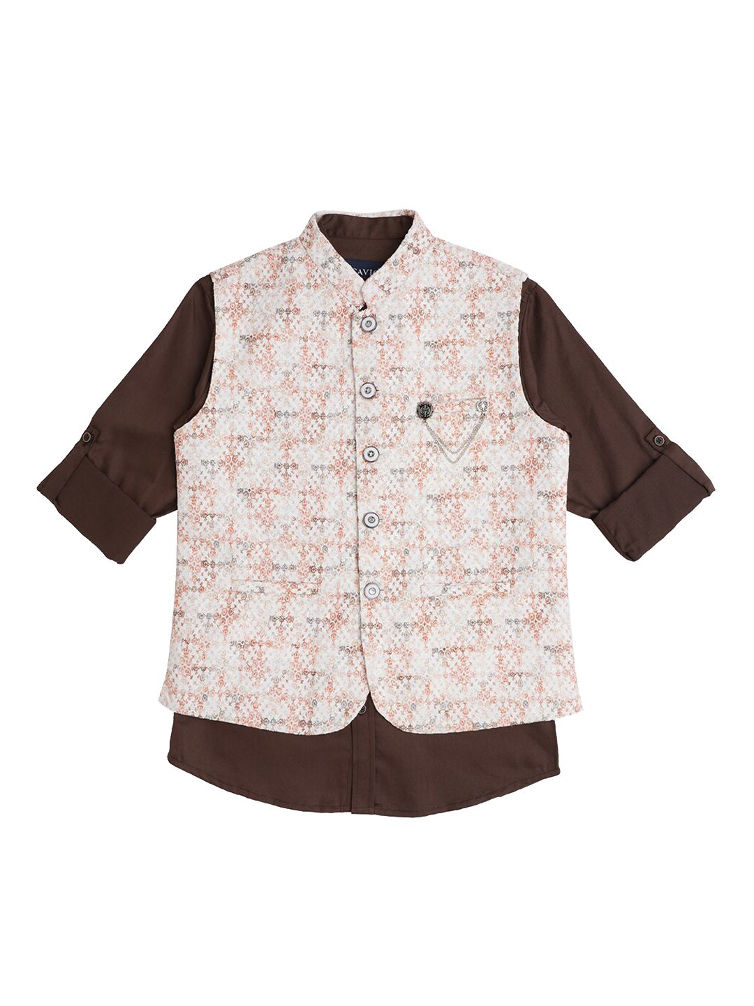 CAVIO Boys Embellished Pure Cotton Nehru Jacket With Shirt-picture-22