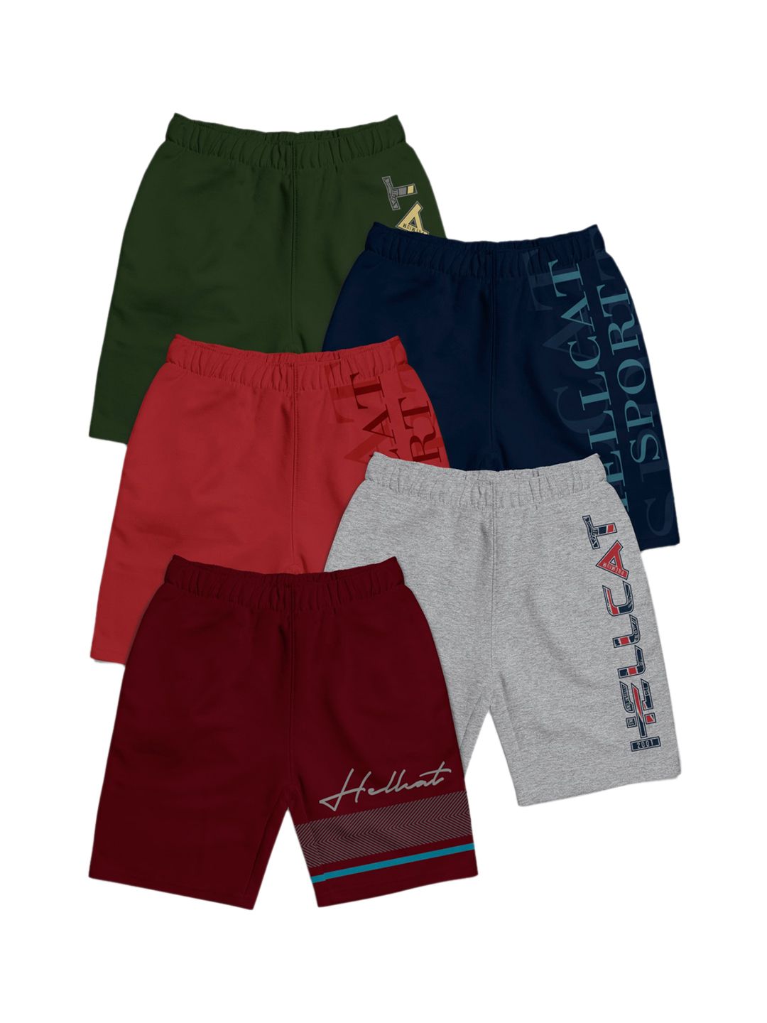 HELLCAT Girls Pack Of 5 Mid-Rise Cotton Sports Shorts-image-17