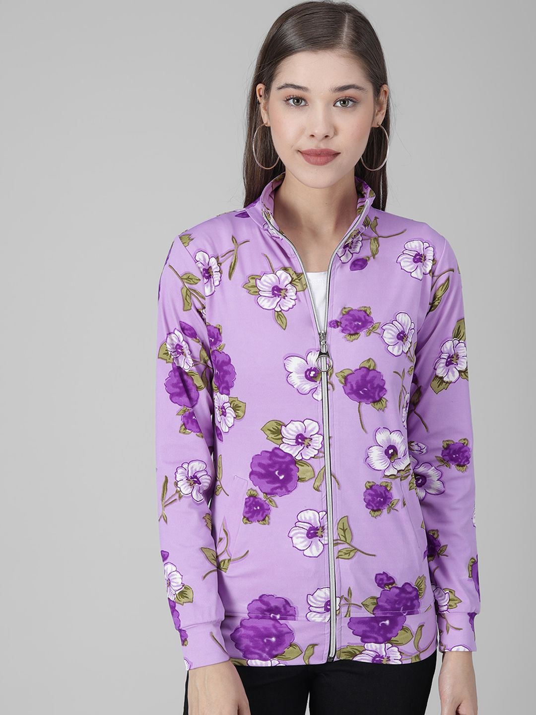 BAESD Floral Printed Stand Collar Tailored Jacket-picture-15