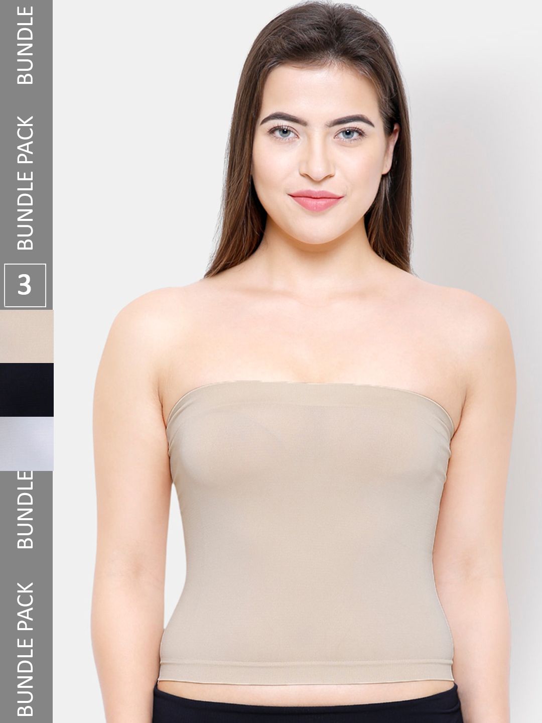 NOIRA Pack Of 3 Lightly Padded Strapless Cotton Camisoles-picture-33