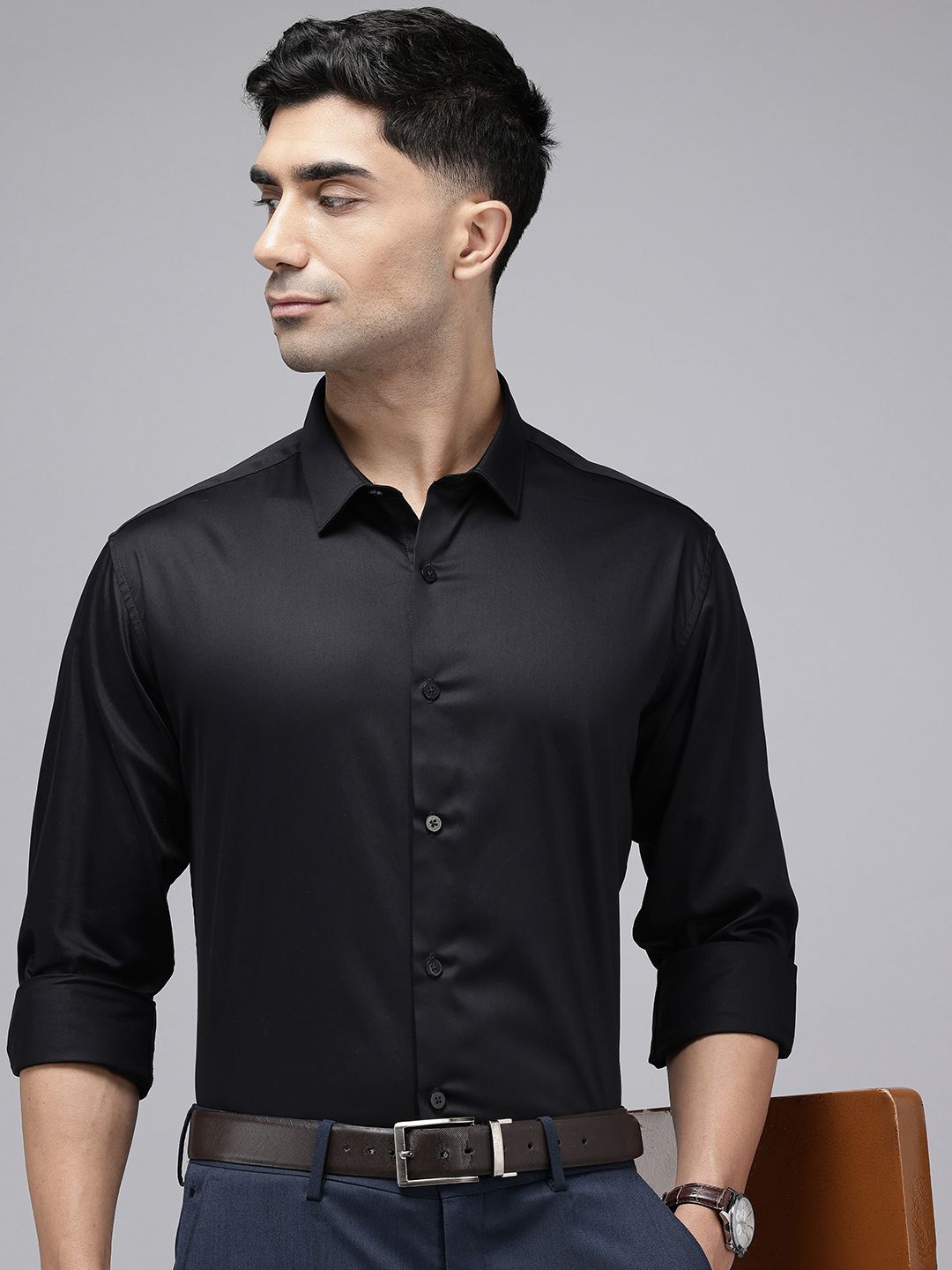 van heusen V Dot Pure Cotton Slim Fit Opaque Formal Shirt-picture-38
