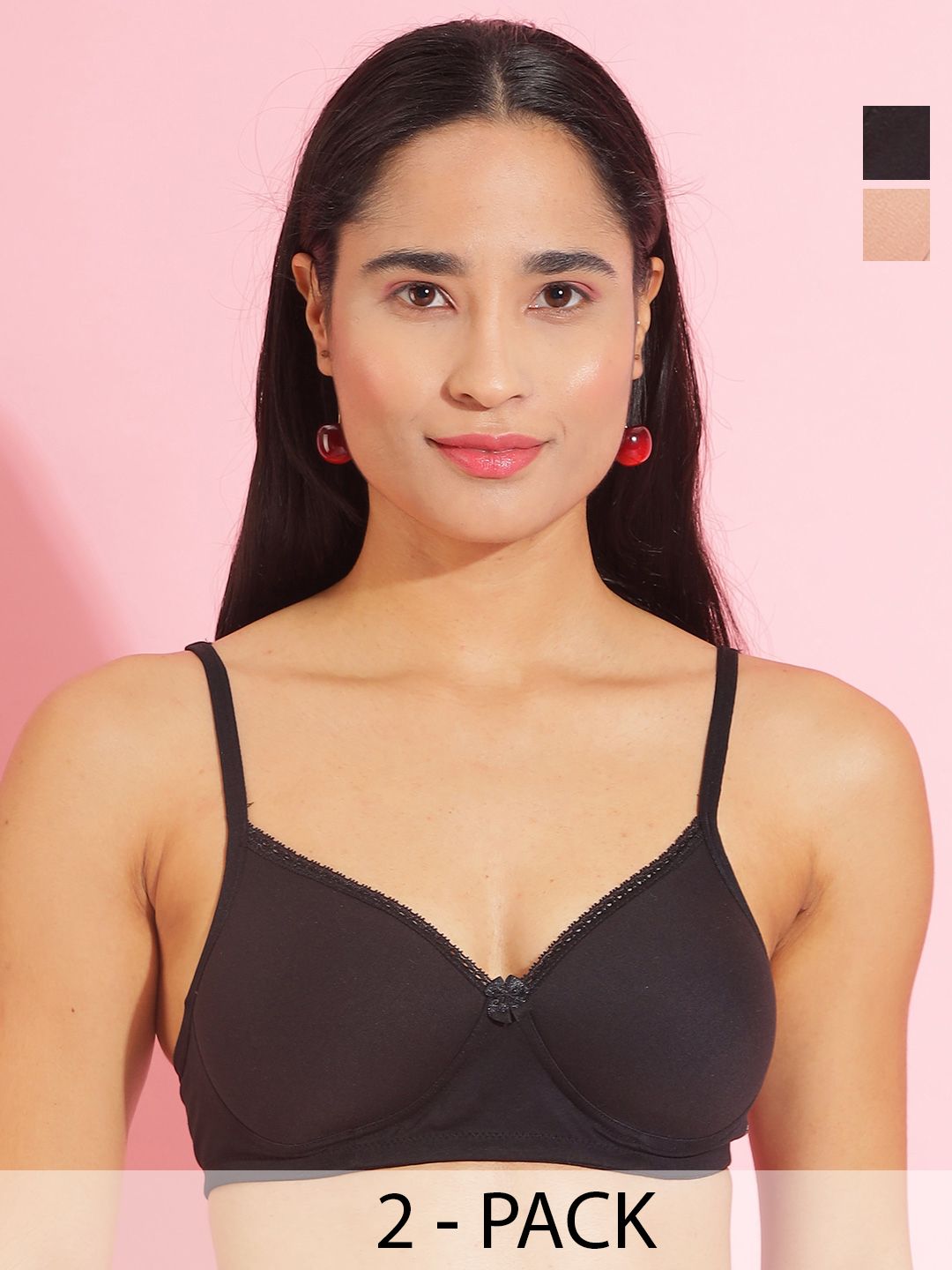 Dollar Missy Pack of 2  Cotton Wire-Free Full Coverage Padded Bra