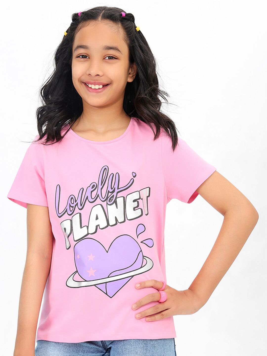 BONKIDS Girls Typography Printed Cotton T-shirt-picture-21