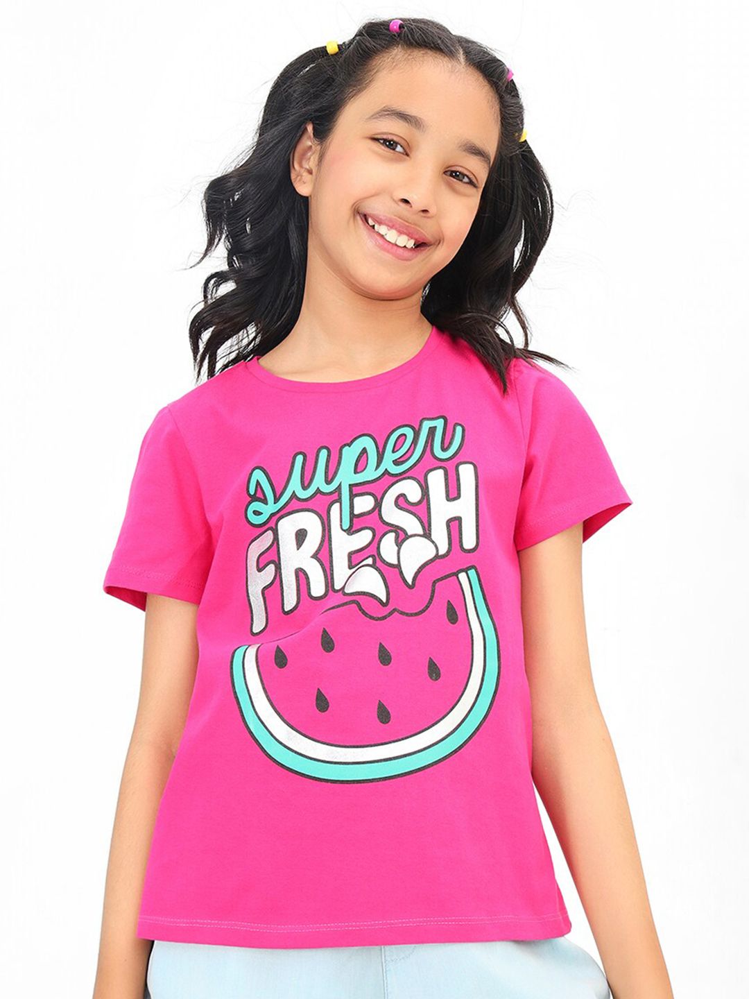 BONKIDS Girls Typography Printed Cotton T-shirt-picture-20