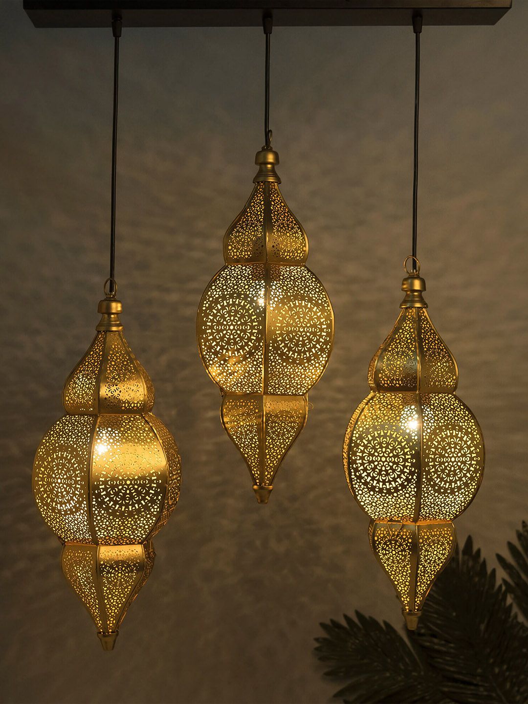 Homesake Black & Gold Toned 3-Lights Linear Cluster Pendant Ceiling Lamp-picture-24