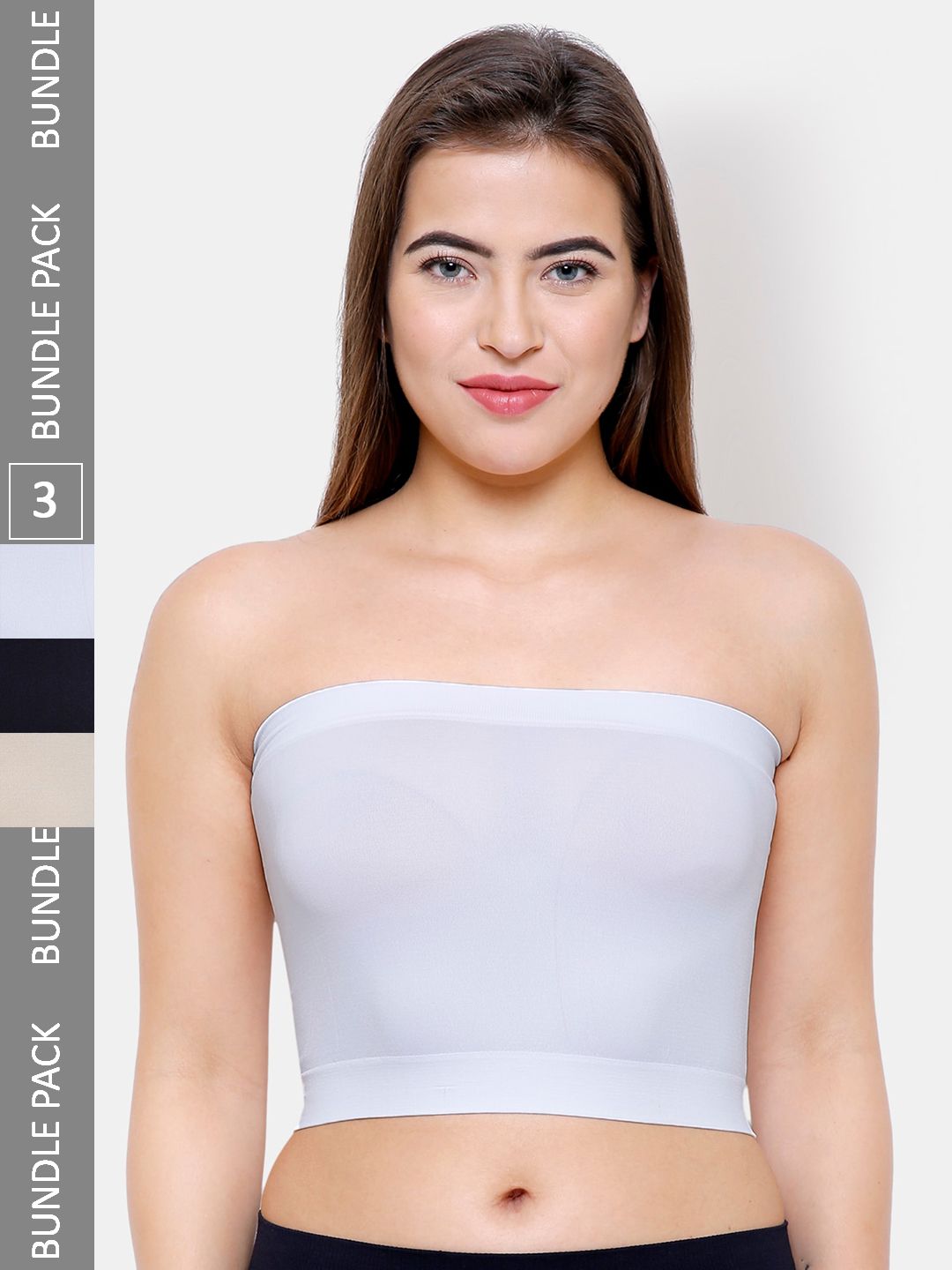 NOIRA Pack Of 3 Non-Padded Strapless Cotton Camisoles-picture-17