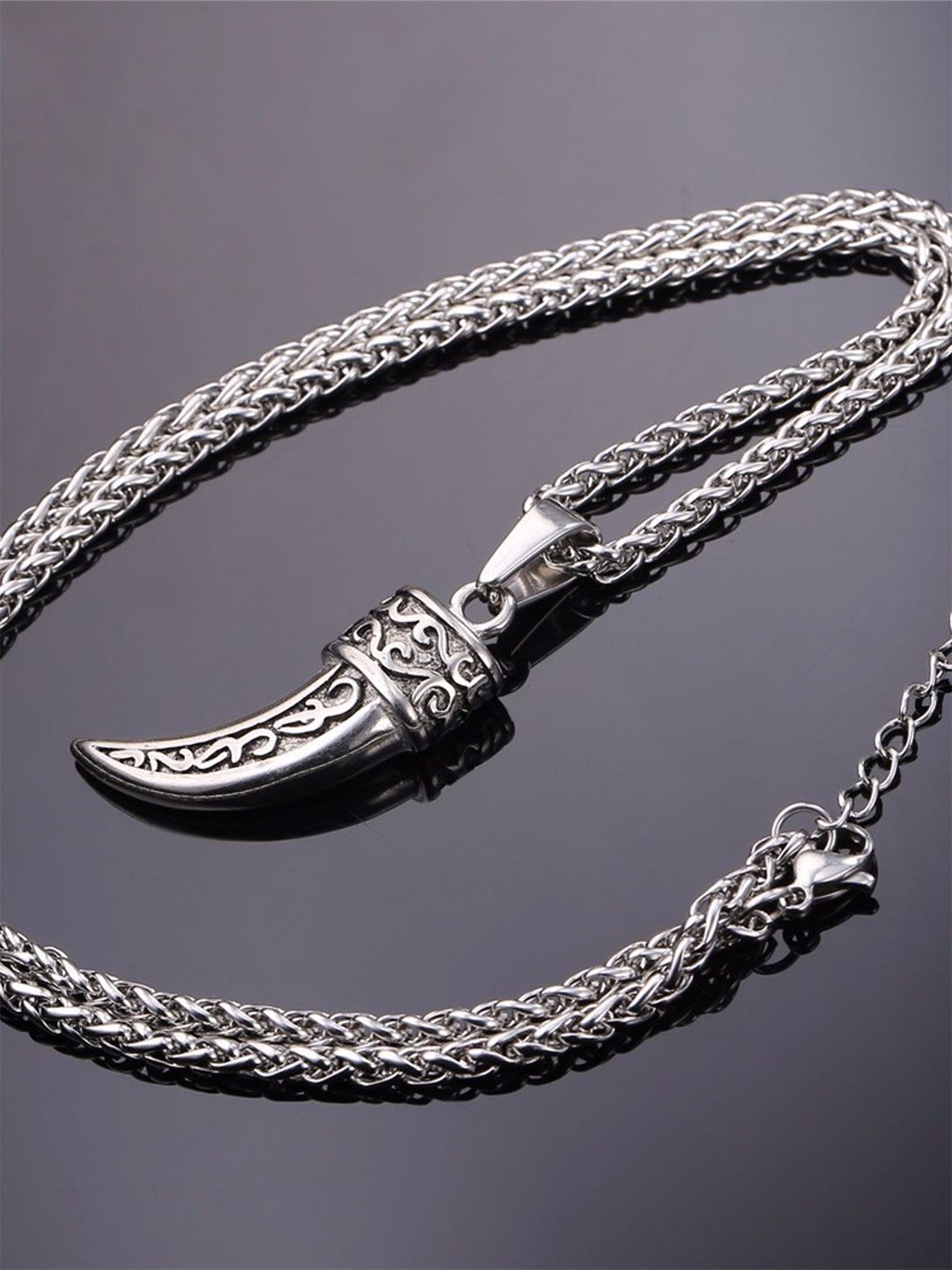EL REGALO Men Stainless Steel Wolf Tooth Necklace-picture-44