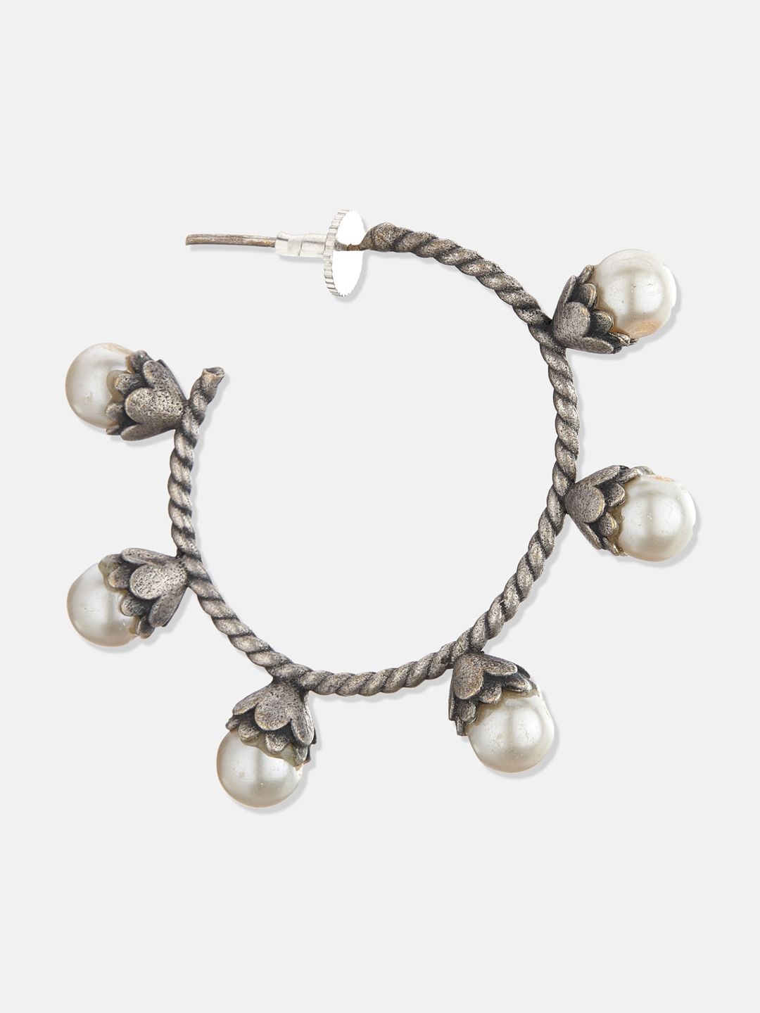 ATIBELLE Set Of 2 Silver-Plated Contemporary Hoop Earrings