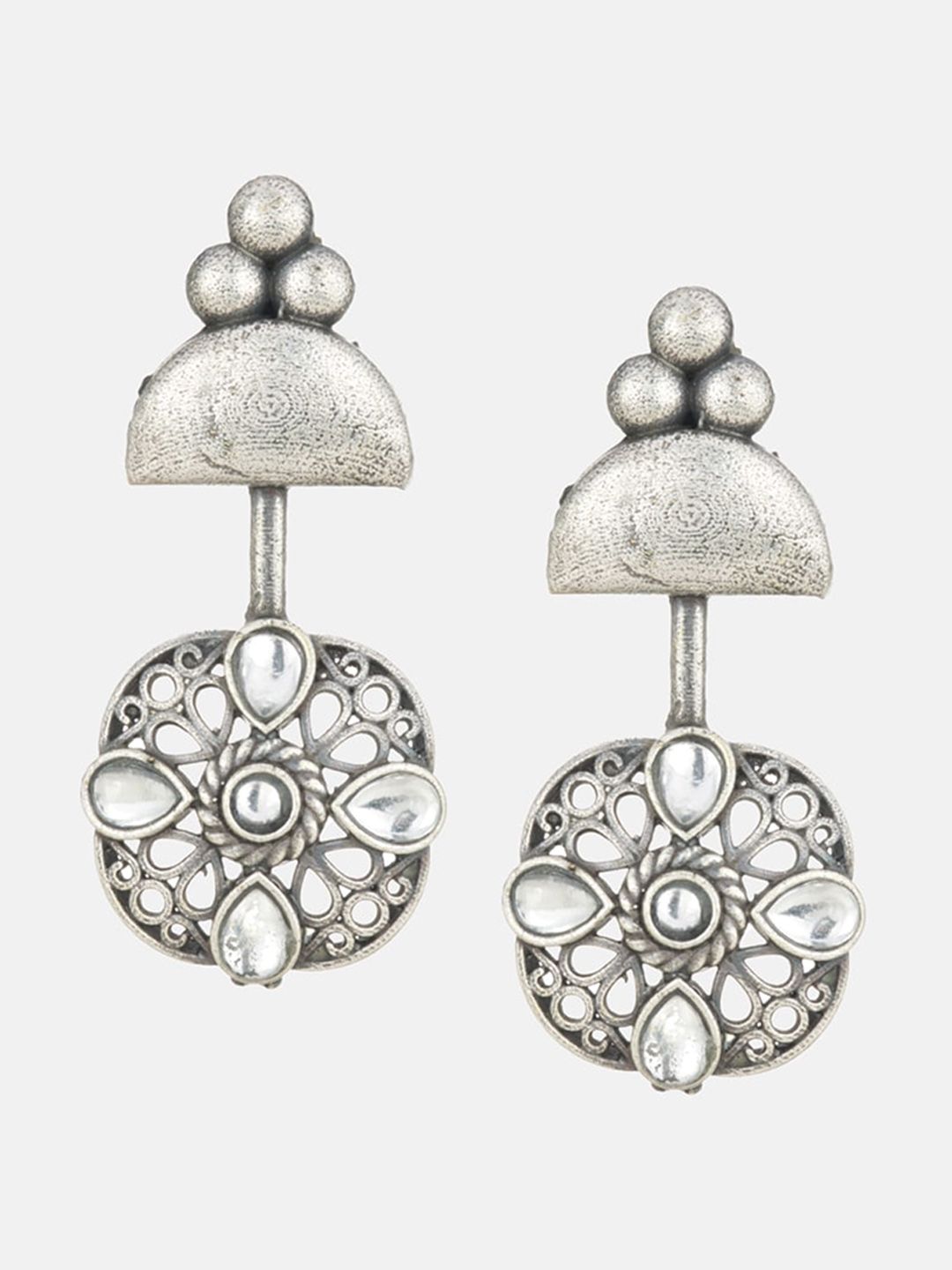 ATIBELLE Set Of 2 Silver-Plated Contemporary Hoop Earrings