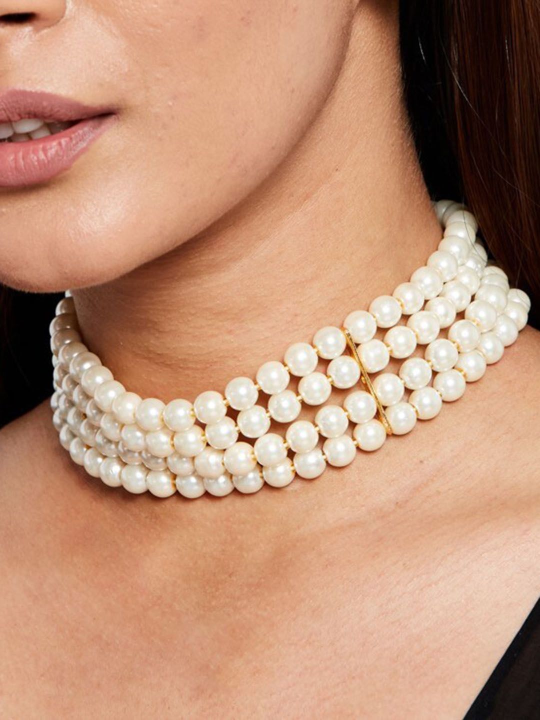 ATIBELLE Gold-Plated Pearls Layered Necklace