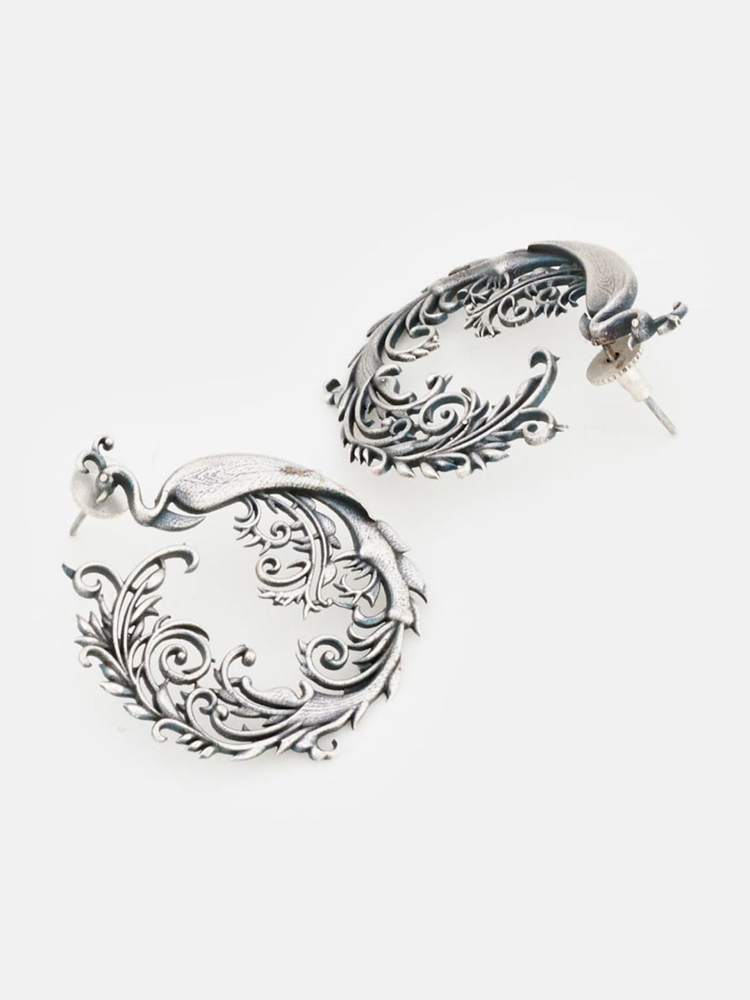 ATIBELLE Set Of 2 Silver-Plated Crescent Shaped Chandbalis Earrings