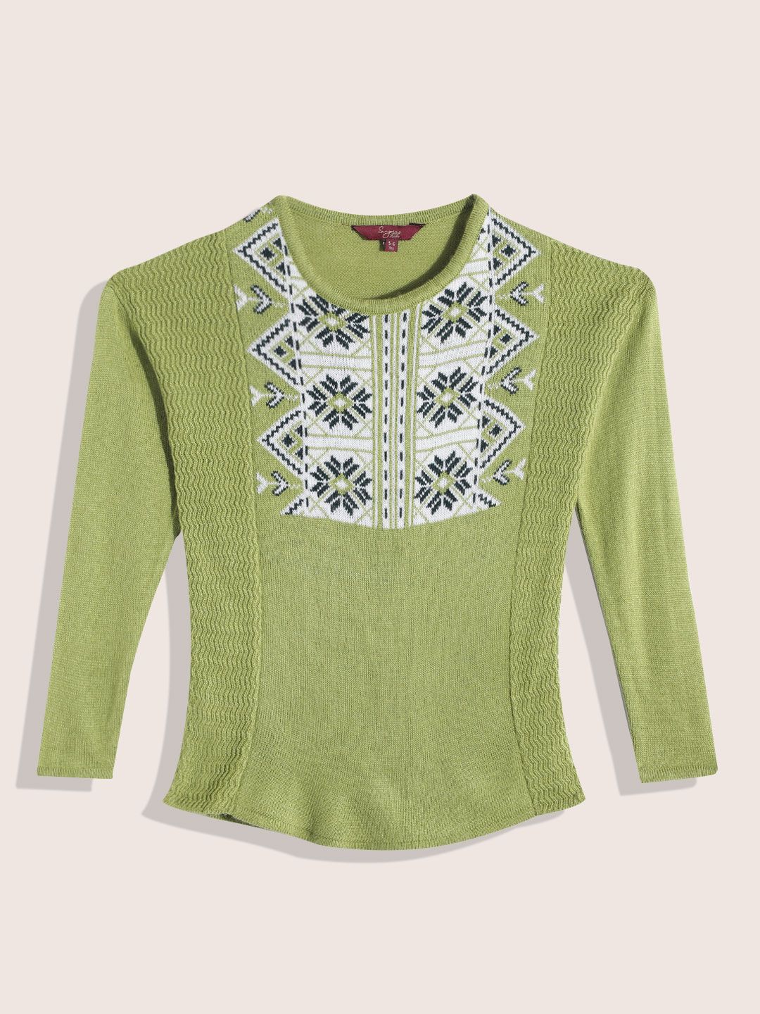 Sangria Girls Acrylic Floral Self Design Pullover-picture-30