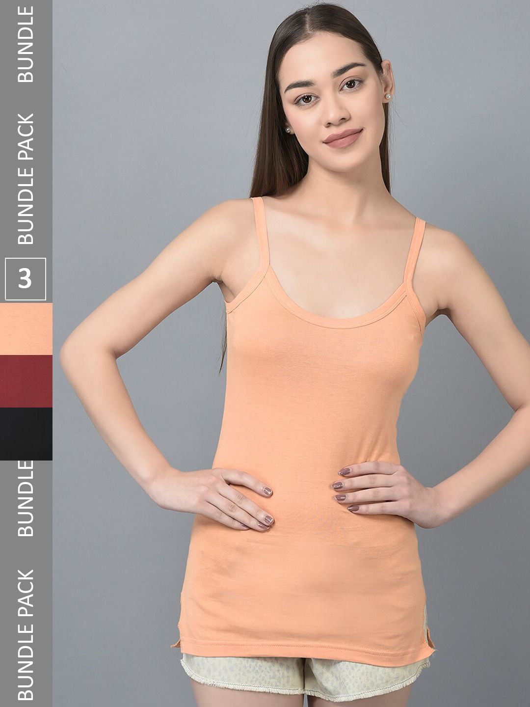 Dollar Missy Pack of 3  Combed Cotton Camisole-image-28