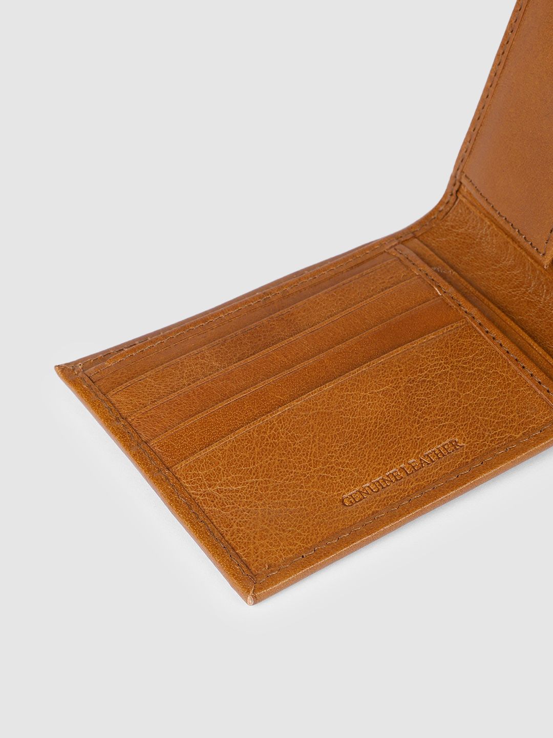 Buy Louis Philippe Men Tan Brown Solid Leather Two Fold Wallet