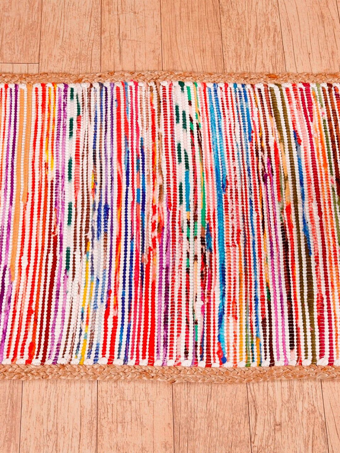 HANDICRAFT PALACE White & Red Braided Cotton & Jute Rectangular Carpet-picture-38